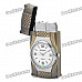 Stylish Cool 2-in-1 LED Colorful Light Metal Watch + Windproof Gas Lighter - Bronze ( 1 x SR626W)