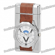 Stylish Cool 2-in-1 LED Colorful Light Metal Watch + Windproof Gas Lighter ( 1 x SR626W)