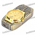 Stylish Cool 2-in-1 Metal Watch + Windproof Gas Lighter - Bronze + Yellow