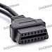 Car 12 Pin to 16 Pin OBD 2 Diagnostic Cable for Mitsubishi - Black