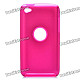 Protective Aluminum Alloy + Silicone Back Case for Ipod Touch 4 - Deep Pink