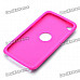 Protective Aluminum Alloy + Silicone Back Case for Ipod Touch 4 - Deep Pink