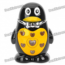 Cool QQ Cartoon Style LED Colorful Flashing Light Windproof Gas Lighter - Yellow + Black