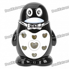 Cool QQ Cartoon Style LED Colorful Flashing Light Windproof Gas Lighter - Black + White