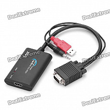 ZE577 VGA Male to HDMI Female Converter Cable with USB + 3.5mm Audio (Supports 1080P)