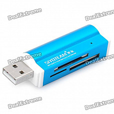 USB 2.0 SD / MS / TF / M2 Card Reader - Blue