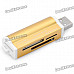 USB 2.0 SD / MS / TF / M2 Card Reader - Golden