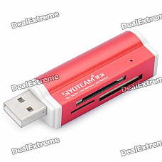 USB 2.0 SD / MS / TF / M2 Card Reader - Red