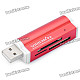 USB 2.0 SD / MS / TF / M2 Card Reader - Red