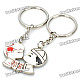 Sweet Lovers Figures Zinc Alloy Keychain - Silver (Pair)