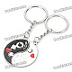 Female/Male Symbol Style Chinese Yin/Yang Shaped Couple Keychains w/ Red Hearts (Pair)