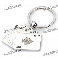 Rotatable Poker Card Shaped Keychain - Silver