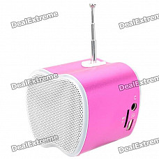 Mini USB Rechargeable Music Speaker w USB/TF Card/FM - Pink