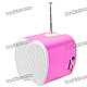 Mini USB Rechargeable Music Speaker w USB/TF Card/FM - Pink