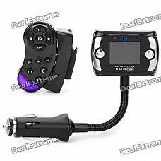 Steering Wheel Mount Bluetooth Car Kit + 1.5" LCD MP3 Player Transmitter Set - Black