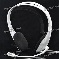 Stylish On-Ear Headset Headphone with Microphone - White (Dual 3.5mm Jacks / 180cm-Cable)