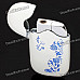 Blue and White Porcelain Pattern Metal Butane Lighter - White + Blue