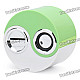 Mini Yin-Yang Style Rechargeable Music Speakers with SD Slot - White + Green