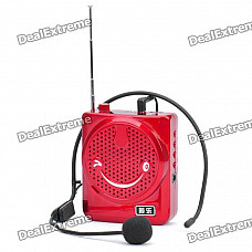 Daile Multi-Function Megaphone Voice Amplifier Music Speaker w/ FM/TF/Microphone - Red (1.5" LED)