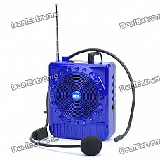 Daile Multi-Function Megaphone Voice Amplifier Music Speaker w/ FM/TF/Microphone - Blue (1.5" LED)