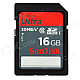 Genuine Sandisk Class 10 SDHC Memory Card - 16GB