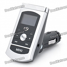 1" LCD MP3 Player FM Transmitter w/ USB / 3.5MM Audio / TF - Silver + Black (DC 12~24V)