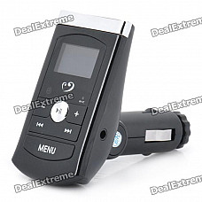 1" LCD MP3 Player FM Transmitter w/ USB / 3.5MM Audio / TF - Black (DC 12~24V)