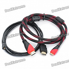 1080P HDMI Male to Mini HDMI Male Cable + HDMI Male to Micro HDMI Cable Set (1.5M-Length)