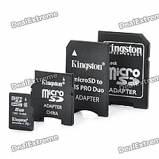 Genuine Kingston TF / Micro SD Memory card w/ SD / MS PRO Duo / Mini SD Adapters - 8GB (Class 4)