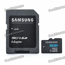 Genuine Samsung TF / Micro SD Memory Card w/ SD Card Adapter - 8GB (Class 6)