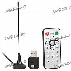 Mini DVB-T Digital TV USB 2.0 Dongle Stick w/ Remote Controller - Black