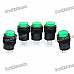 R16-503 16mm Self-Locking Push Button Switch w/ Indicator - Green + Black (220V / 5-Piece Pack)