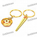 Mini Bowl & Chopsticks Style Couple Lovers Keychain - Gold (Pair)