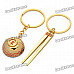 Mini Bowl & Chopsticks Style Couple Lovers Keychain - Gold (Pair)