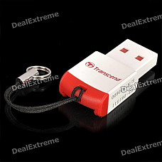 TRANSCEND USB Micro SD / TF Card Reader w/ Cell Phone Strap - White (Max.64GB)