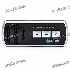 Portable Rechargeable Bluetooth V3.0+EDR Cell Phone Handsfree Speaker Car Kit - Black