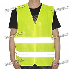 Construction Reflective Vest Safety Clothing W/ 9-LED Red Light - Yellow (Size XXL / 2 x CR2032)