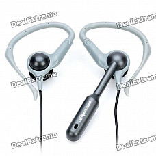 Earhook Style Stereo In-Ear Earphones - Grey + Black (Dual 3.5mm Jack / 1.8M)