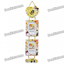 Romantic Lovers Couple Hanging Photo Frame - Yellow + White