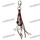 Cool Punk Style Double Feather Designed Cow Leather + Zinc Alloy Keychain - Silver + Coffee