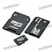 Micro SD/TF Card with SD Card and MS Card Adapter - Black (4GB)