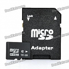 Micro SD/TF Card with SD Card Adapter - Black (16GB / Class 6)