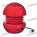 Mini Ball Style Rechargeable MP3 Player Speaker w/ SD Slot - Red