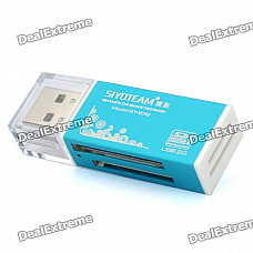 SIYOTEAM USB 2.0 Multi in One Memory Card Reader - Blue (Max. 32GB)