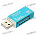 SIYOTEAM USB 2.0 Multi in One Memory Card Reader - Blue (Max. 32GB)