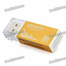 SIYOTEAM USB 2.0 Multi in One Memory Card Reader - Orange (Max. 32GB)