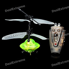 Indoor UFO Mini Flying Saucer Spaceship Toy w/ Charger and Remote Controller - Green + Black