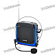 1.1" LCD Portable Speaker Voice Amplifier w/ Headset Microphone / FM / TF Slot - Black + Blue