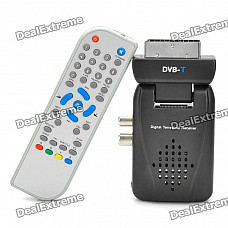 Scart DVB-T Digital Terrestrial Receiver + USB/SD/MS/MMC PVR with Remote Controller - Black