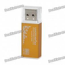 4-in-1 USB 2.0 SD / MS / TF / M2 Card Reader - Golden